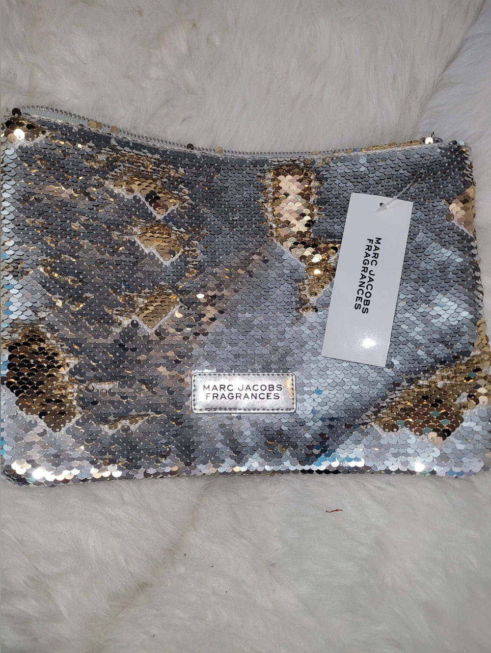Marc Jacobs Sequin Zip Pouch in Silver and Gold